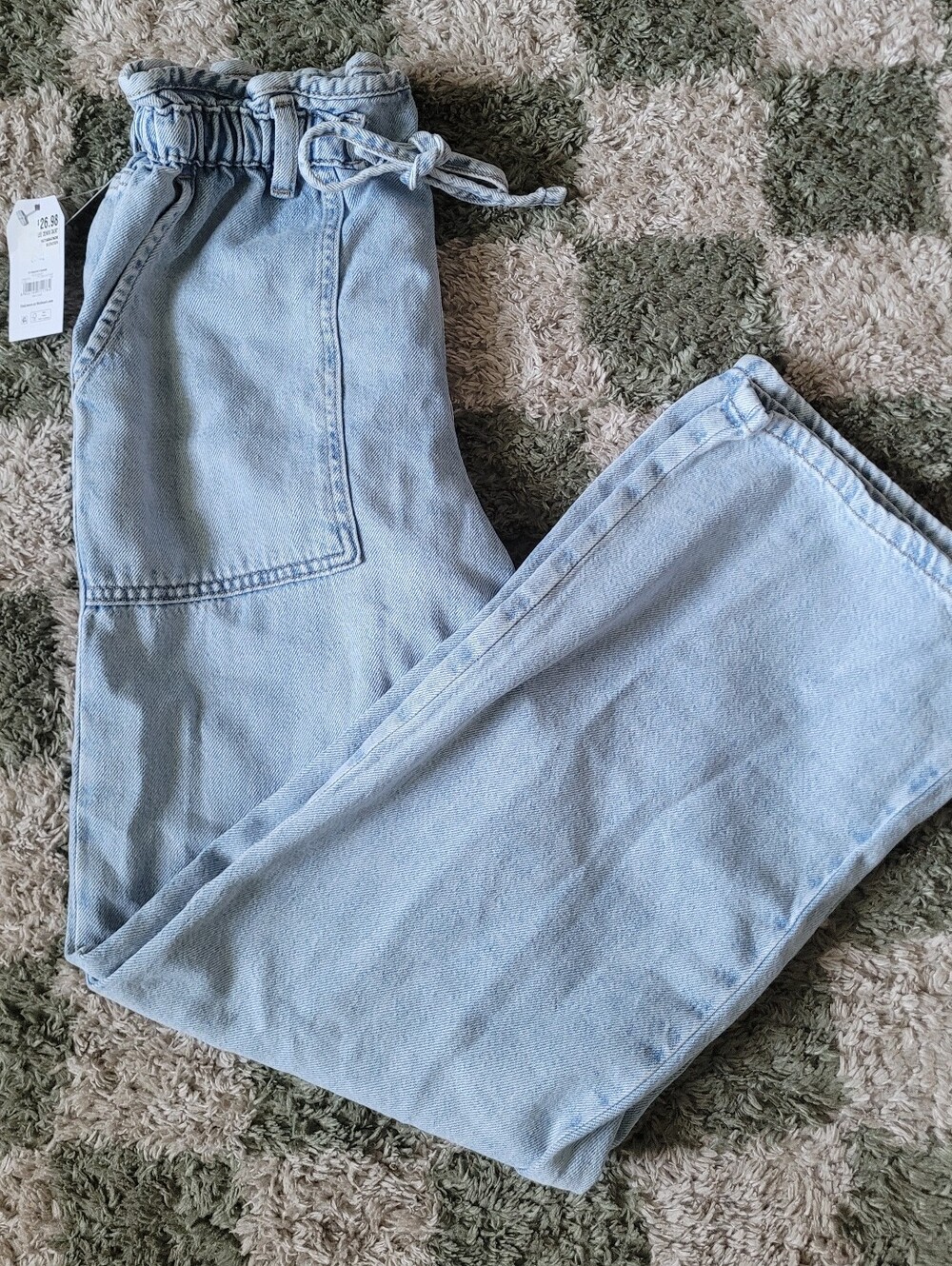 NEW Time and Tru Light Blue Paperbag Waist Jeans